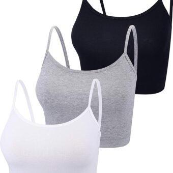 Boao 3 Pcs Crop Camisole Top Spaghetti Strap Tank Sleeveless Crop Tank Top for Women Sports