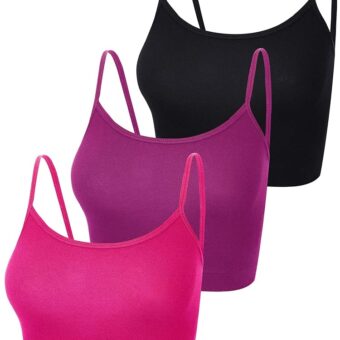 Boao 3 Pcs Crop Camisole Top Spaghetti Strap Tank Sleeveless Crop Tank Top for Women Sports