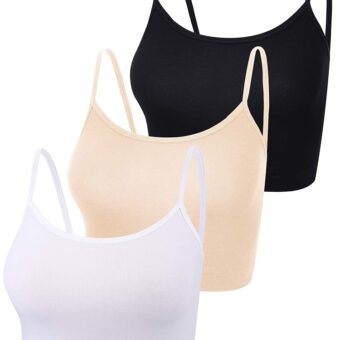 Boao 3 Pcs Crop Camisole Top Spaghetti Strap Tank Sleeveless Crop Tank Top for Women Sports