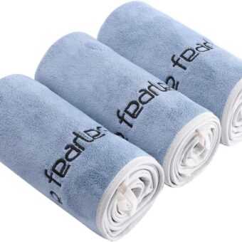 BOBOR Gym Towels Set, Microfiber Sports Towel for Men and Women, Super Soft and Quick-Drying 3-Pack Set Towel, for Tennis, Yoga, Cycling, Swimming (Blue 3 Pack, 14" x 29")
