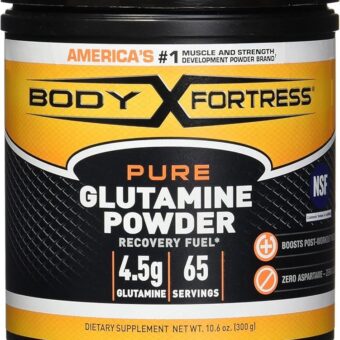 Body Fortress 100% Pure Glutamine Powder, 300g Jar (1ct), Nutrient Replenishment Powder for Post-Workout Recovery Glutamine Supplement