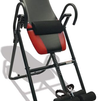 Body Vision IT9825 Premium Inversion Table with Removable Head Pillow & Lumbar Support Pad, - Heavy Duty - up to 250 lbs., Red