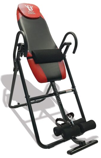 Body Vision IT9825 Premium Inversion Table with Removable Head Pillow & Lumbar Support Pad, - Heavy Duty - up to 250 lbs., Red