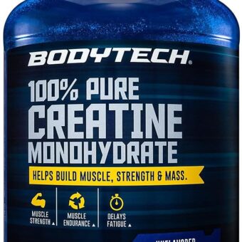 BodyTech 100% Pure Creatine Monohydrate Powder - Premium Micronized Creatine for Enhanced Muscle Strength and Performance - Supports Muscles, Recovery, and Increased Exercise...