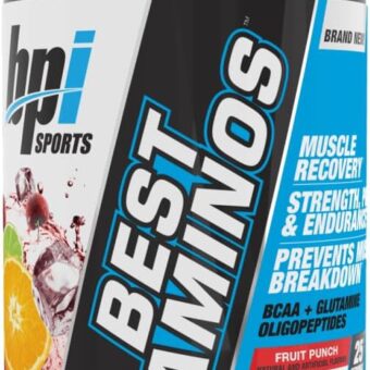 BPI Sports Best Aminos - BCAA Powder Post Workout & Glutamine Recovery Drink with Branched Chain Amino Acids for Hydration & Recovery, for Men & Women - Fruit Punch - 25 Servings