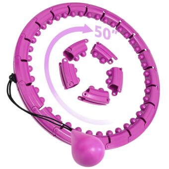 Brebon Weighted Hoola Exercise Fit Hoops Plus Size for Weight Loss, 2 in 1 Weight Loss 24 Detachable Knots Fitness Abdomen Equipment Hoops Adjustable Auto-Spinning Ball for Adult