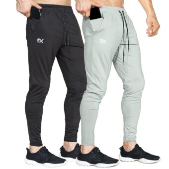 BROKIG Mens Lightweight Gym Jogger Pants,Men's Workout Sweatpants with Zip Pocket