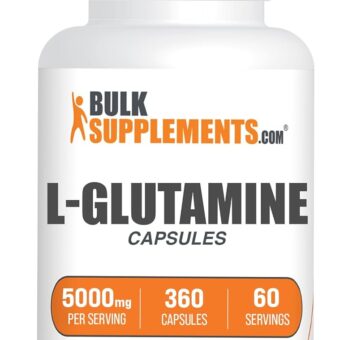 BulkSupplements.com L-Glutamine Capsules - Glutamine Supplement, L-Glutamine 5000mg - Amino Acid for Gut Health, Gluten Free, 6 Capsules per Serving, 360 Capsules (Pack of 1)