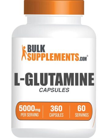 BulkSupplements.com L-Glutamine Capsules - Glutamine Supplement, L-Glutamine 5000mg - Amino Acid for Gut Health, Gluten Free, 6 Capsules per Serving, 360 Capsules (Pack of 1)