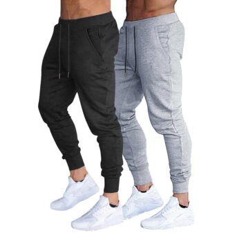 BUXKR Men's Slim Joggers Workout Pants for Gym Running and Bodybuilding Athletic Bottom Sweatpants with Deep Pockets