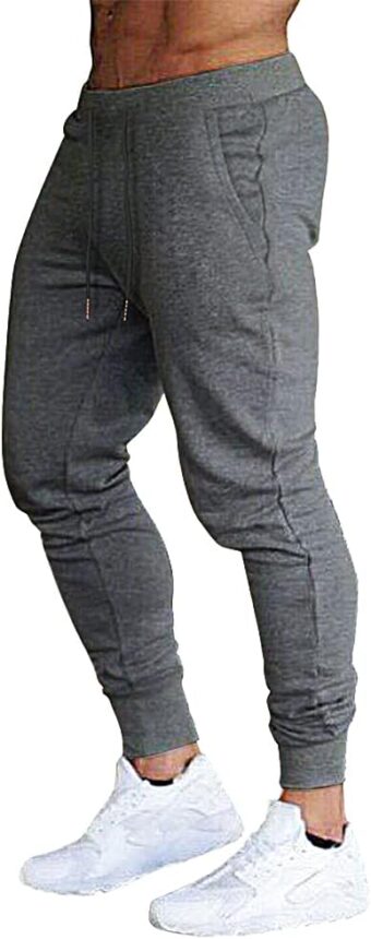 BUXKR Men's Slim Joggers Workout Pants for Gym Running and Bodybuilding Athletic Bottom Sweatpants with Deep Pockets