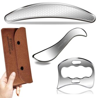 BYYDDIY 3 in 1 Stainless Steel Muscle Scraper Tools Set,Scraping Massage Tools for Physical Therapy,Derma Edge Massage Tool & GuaSha Massage Scraper Tool,IASTM Tools,Guasha Tool...