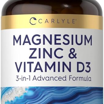 Carlyle Magnesium Zinc and Vitamin D3 | 90 Capsules | 3-in-1 Advanced Formula | Vegetarian, Non-GMO and Gluten Free