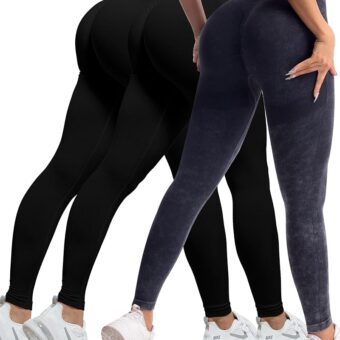 CHRLEISURE 3 Piece Workout Leggings Sets for Women, Gym Scrunch Butt Butt Lifting Seamless Leggings