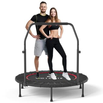 CLORIS Mini Trampoline for Adults Kids, Cardio Exercise Trampoline, Thick Steel Spring Fitness Workout Rebounder Trampoline Indoor Outdoor 5 Height Adjust Load 500lbs