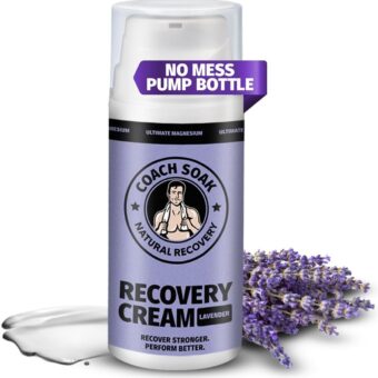 Coach Soak Magnesium Cream with MSM in Pump Bottle - Natural Recovery Cream with Magnesium Chloride & Menthol - Topical Magnesium - Rapid Absorption & Relaxation for Muscles &...