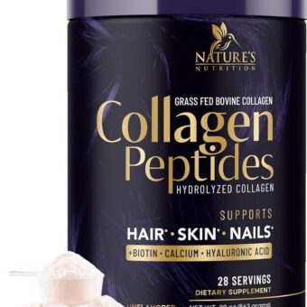 Collagen Peptides Powder for Women & Men - Hydrolyzed Type 1 & 3 Collagen Powder & Hyaluronic Acid - Vital Support for Hair, Nail, Skin, Bone & Joint Health - Zero Sugar,...