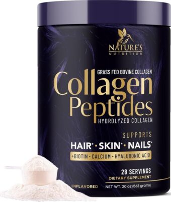 Collagen Peptides Powder for Women & Men - Hydrolyzed Type 1 & 3 Collagen Powder & Hyaluronic Acid - Vital Support for Hair, Nail, Skin, Bone & Joint Health - Zero Sugar,...