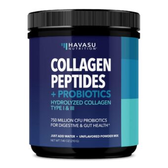 Collagen Peptides Powder with Probiotics - Grass Fed Hydrolyzed Collagen Type I and III for Hair, Skin, Nail, Bone and Joint Support - GLP-1 Nutritional Support for Digestive...