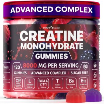 Creatine Monohydrate Gummies Complex 8000mg, Chewable Creatine for Women and Men with L-Carnitine, Taurine, Creatine Monohydrate Chewable, Muscle Strength, Raspberry and...