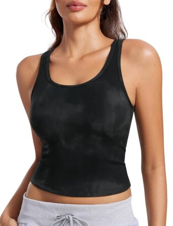CRZ YOGA Womens Butterluxe Double Lined Tank Tops Scoop Neck Racerback Workout Tanks Sleeveless Casual Cropped Top