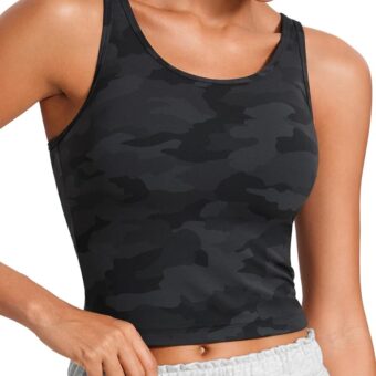 CRZ YOGA Womens Butterluxe Double Lined Tank Tops Scoop Neck Racerback Workout Tanks Sleeveless Casual Cropped Top