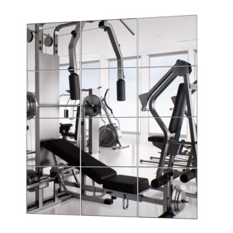 DHARANA Mirror Tiles, Home Gym Mirrors,Set of 12 Wall Mounted Mirror,11.8'' x 13.8'',Gym Mirrors for Home Gym, Bedroom, Living Room, Bathroom