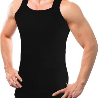 Different Touch 2 Pack Men's Tank Tops Square Cut Muscle Rib A-Shirts
