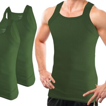 Different Touch 2 Pack Men's Tank Tops Square Cut Muscle Rib A-Shirts