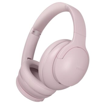 DOQAUS Headphones Wireless Bluetooth, 90 Hours Playtime Bluetooth Headphones with 3 EQ Modes, HiFi Stereo Headphones with Microphone, Soft Protein Earpads for Cellphone/PC (Pink)
