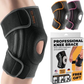 DR. BRACE ELITE Knee Brace with Side Stabilizers & Patella Gel Pads for Maximum Knee Pain Support and fast recovery for men and women-Please Check How To Size Video (Mercury,...