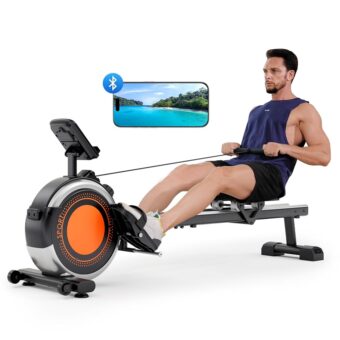 Dripex Rowing Machines for Home Use, Rowing Machine Max 350 LBS, Magnetic Rower with 16 Levels of Workout Resistance, Dual Slide Rail, Bluetooth App Supported, LCD Monitor,Row...