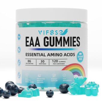 EAA Gummies 120 Gummies (Blue Raspberry), 8000 mg Essential Amino Acids - All 9 Essential Aminos (EAA) and All Branched-Chain Aminos (BCAAs), Non-GMO, Gluten Free, Vegetarian...