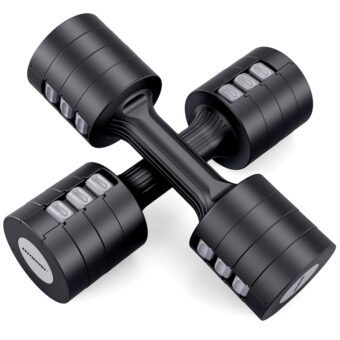 EAST MOUNT Adjustable Dumbbells 5 LBS Dumbbells Set of 2 / Pair 10 LBS Free Weights 6 in 1 for Home,Office, Gym Exercise Training