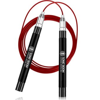 Epitomie Fitness Sonic Boom M2 High Speed Jump Rope - Patent Pending Self-Locking, Screw-Free Design – Weighted, 360 Degree Spin, Silicone Grip with 2 Speed Rope Cables for Home...