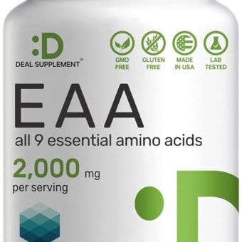 Essential Amino Acids (EAA) 2000mg Per Serving, 300 Capsules – Unflavored - 9 in 1, All BCAAs (Branched-Chain Aminos) – Lean Muscle Support & Natural Pre Workout Supplement