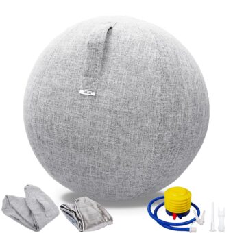 Exercise Ball Chair with Fabric Cover, (25IN/65CM) Pilates Yoga Ball Chair for Home Office Desk, Pregnancy Ball & Balance Ball Seat to Relieve Back Pain, Improve Posture,...