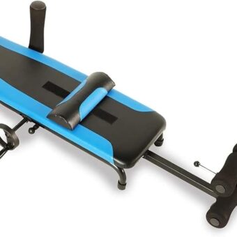 Exerpeutic Alternative Inversion Traction Table - Provides Lower Back Pain Relief Without Going Upside Down - Portable Spine Stretcher Bed for Home - 350 Lb. Capacity - Blue/Black