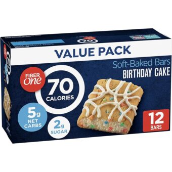 Fiber One 70 Calorie Soft-Baked Bars, Birthday Cake, Snack Bars, 12 ct