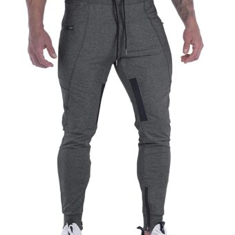 FIRSTGYM Mens Joggers Sweatpants Slim Fit Workout Training Thigh Mesh Gym Jogger Pants with Zipper Pockets