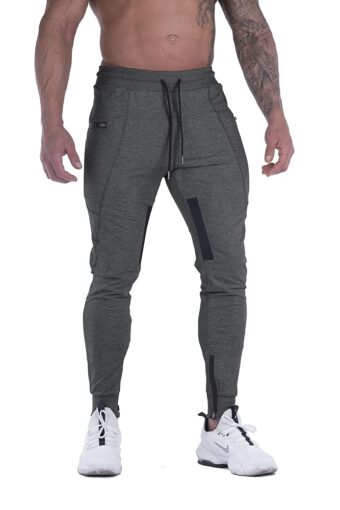 FIRSTGYM Mens Joggers Sweatpants Slim Fit Workout Training Thigh Mesh Gym Jogger Pants with Zipper Pockets