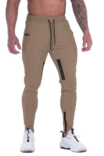 FIRSTGYM Mens Joggers Sweatpants Slim Fit Workout Training Thigh Mesh Gym Jogger Pants with Zipper Pockets