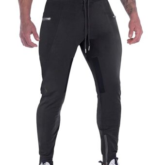 FIRSTGYM Mens Joggers Sweatpants Slim Fit Workout Training Thigh Mesh Gym Jogger Pants with Zipper Pockets