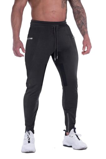 FIRSTGYM Mens Joggers Sweatpants Slim Fit Workout Training Thigh Mesh Gym Jogger Pants with Zipper Pockets