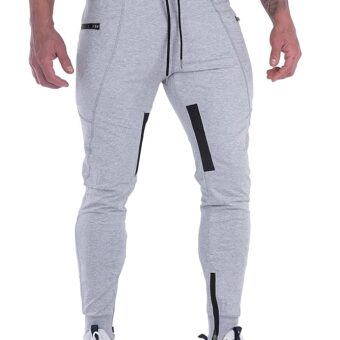 FIRSTGYM Mens Joggers Sweatpants Slim Fit Workout Training Thigh Mesh Gym Jogger Pants with Zipper Pockets