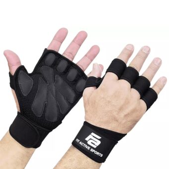 Fit Active Sports New Ventilated Weight Lifting Workout Gloves with Built-in Wrist Wraps for Men and Women - Great for Gym Fitness, Cross Training, Hand Support & Weightlifting.