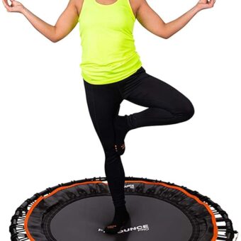 FIT Bounce PRO USA Bungee Rebounder | Assembled | Half Folding | Silent & Beautifully Designed Pro Indoor Mini Trampoline for Adults & Kids | DVD & Online Workouts,Storage Bag &...