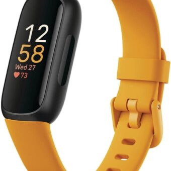 Fitbit Inspire 3 Health &-Fitness-Tracker with Stress Management, Workout Intensity, Sleep Tracking, 24/7 Heart Rate and more, Morning Glow/Black, One Size (S & L Bands Included)