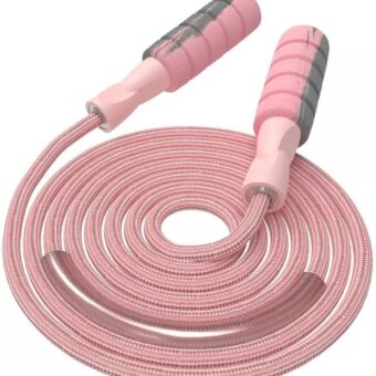 FITMYFAVO Jump Rope Cotton Adjustable Skipping Weighted jumprope for Women,Adult and Children Athletic Fitness Exercise Jumping Rope (Pink)