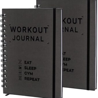Fitness Journal A5 Hardcover Workout Book - 2 Pack - Workout Planner for Daily Tracking and more - Workout Journal for Men - Fitness Journal for Women - Workout Log Book -...